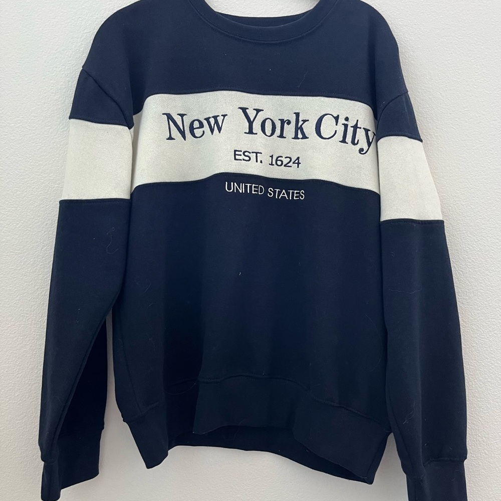 New York Navy With White Stripe Sweater